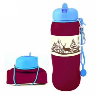 colorful silicone folding water bottle