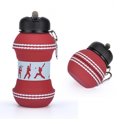 Custom BPA Free Silicone Collapsible Cricket Water Bottle For Sports
