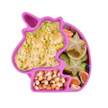 婴儿辅食硅胶餐具套装 儿童硅胶吸盘碗宝宝勺子一体式硅胶餐盘
