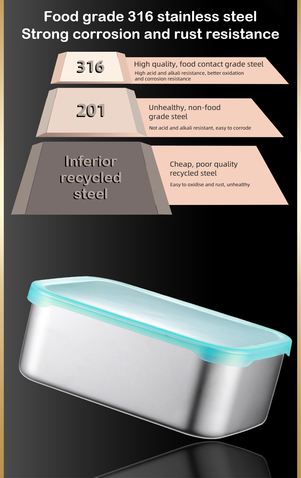 Stainless Steel Food Storage Containers (3)