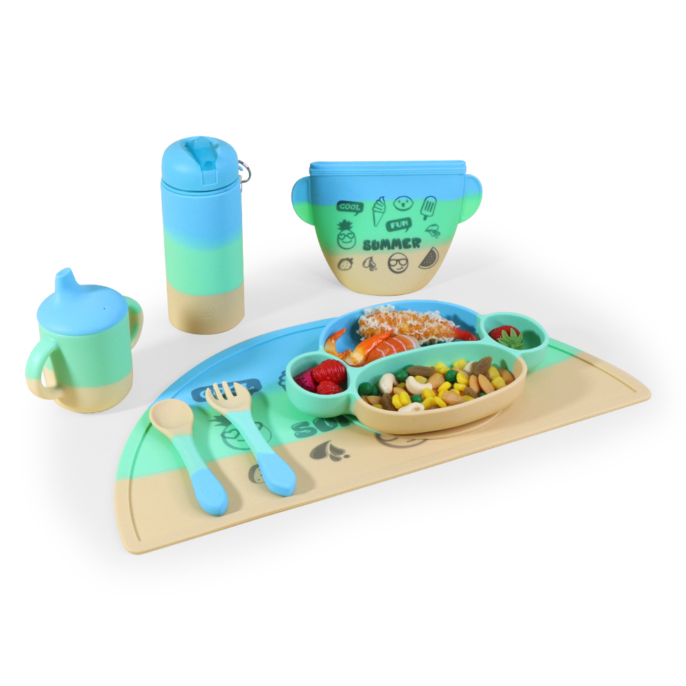 Silicone baby feeding tableware set Silicone baby feeding tableware
