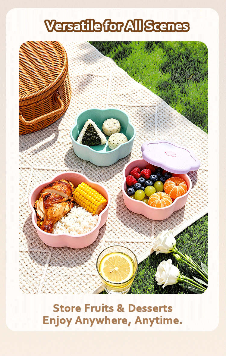 3 Color Flower Shape Lunch Box