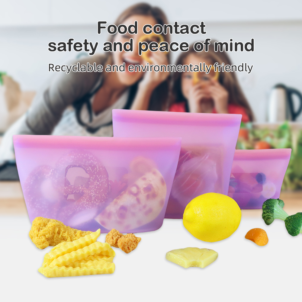 3 Size Bpa Free Silicone Food Storage Bag