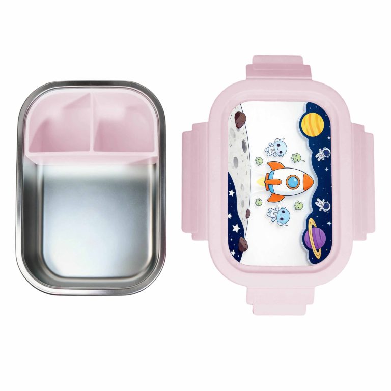 Pink Stainless Steel Kids Lunch Box