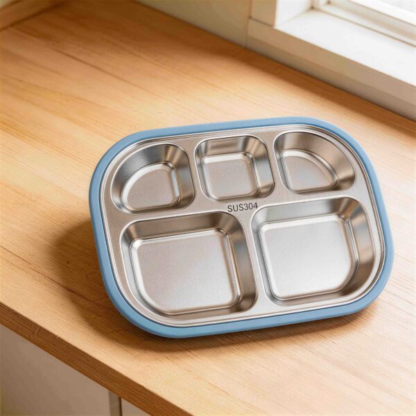5 Compartment Stainless Steel Plate