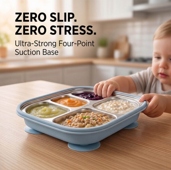 Stainless Steel Silicone Suction Plate Set