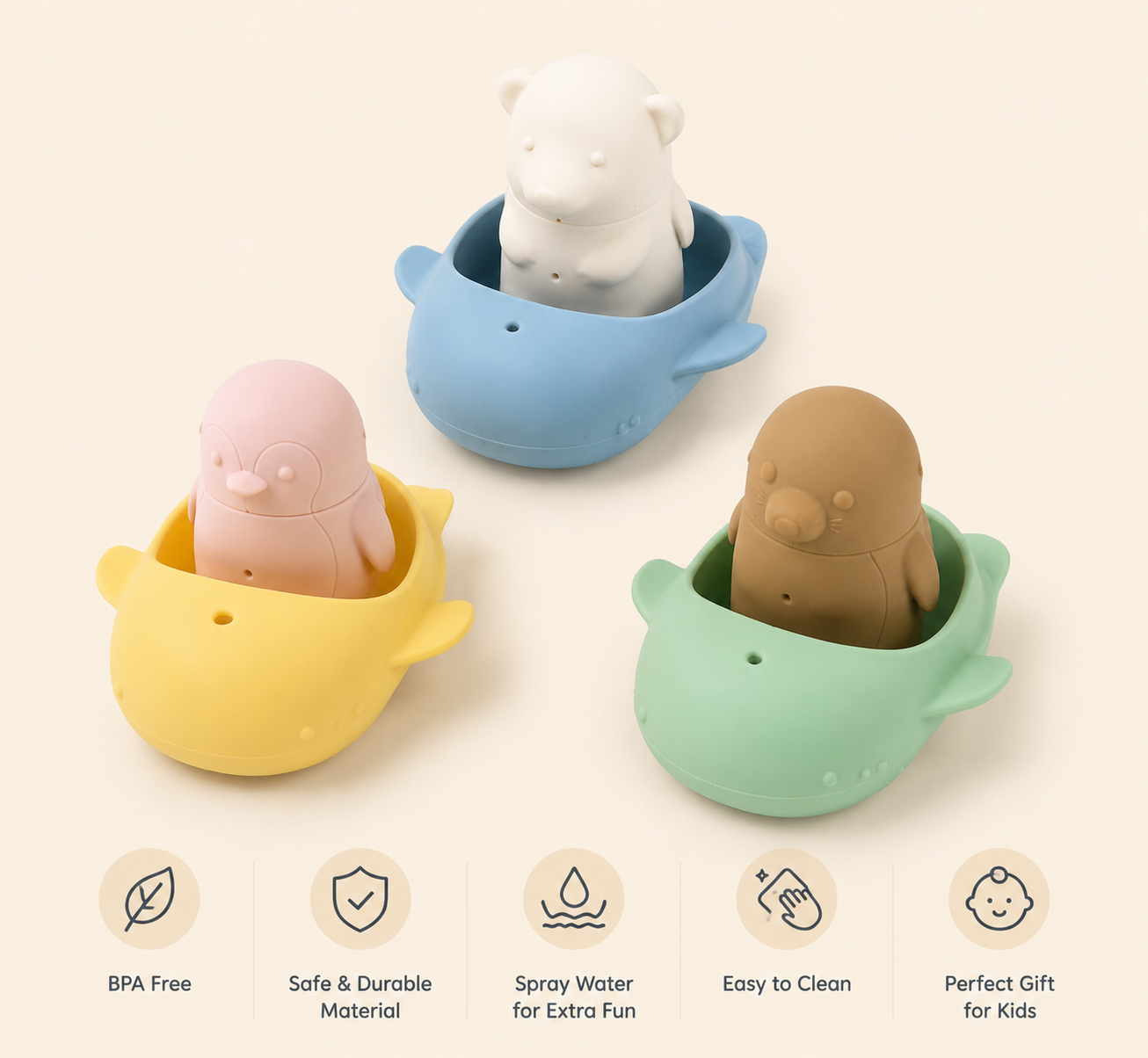 Silicone baby bath toys